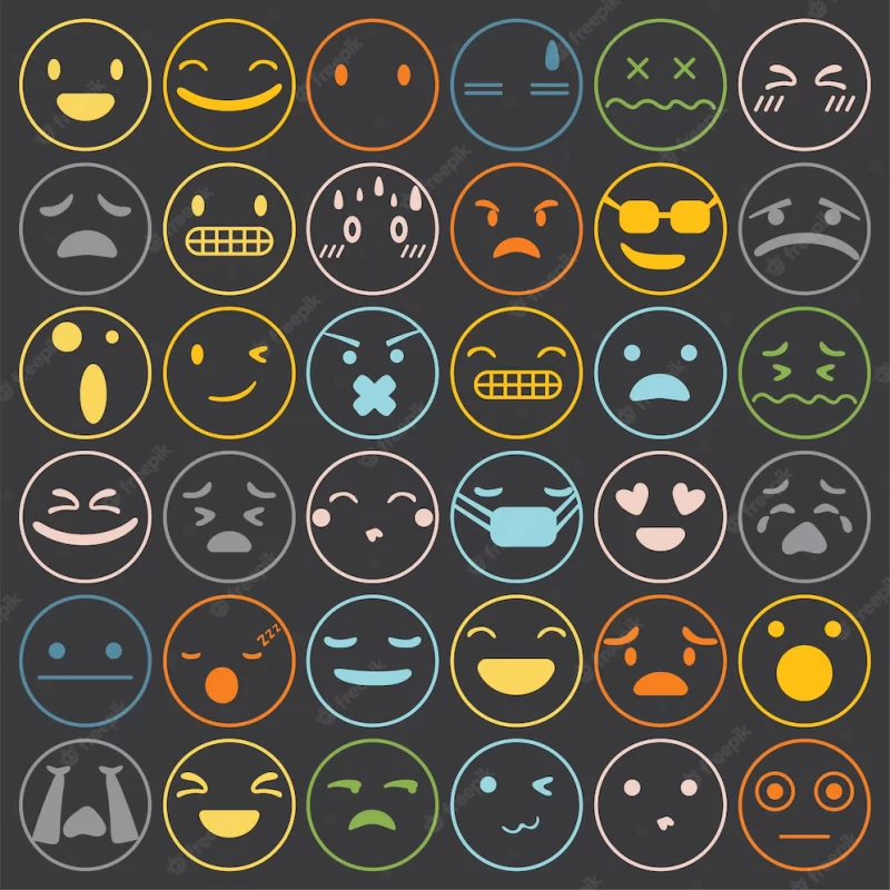 Emoji emoticons set face expression feelings collection Free Vector