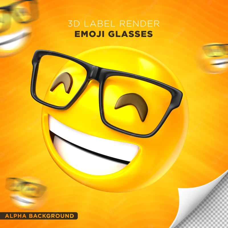 Emoji glasses label 3d render design Free Psd