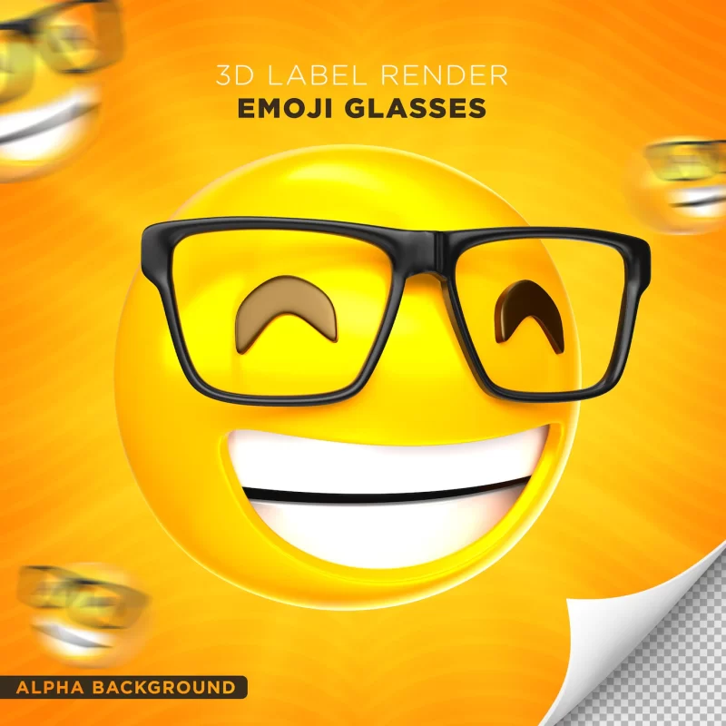 Emoji glasses label 3d render design Free Psd