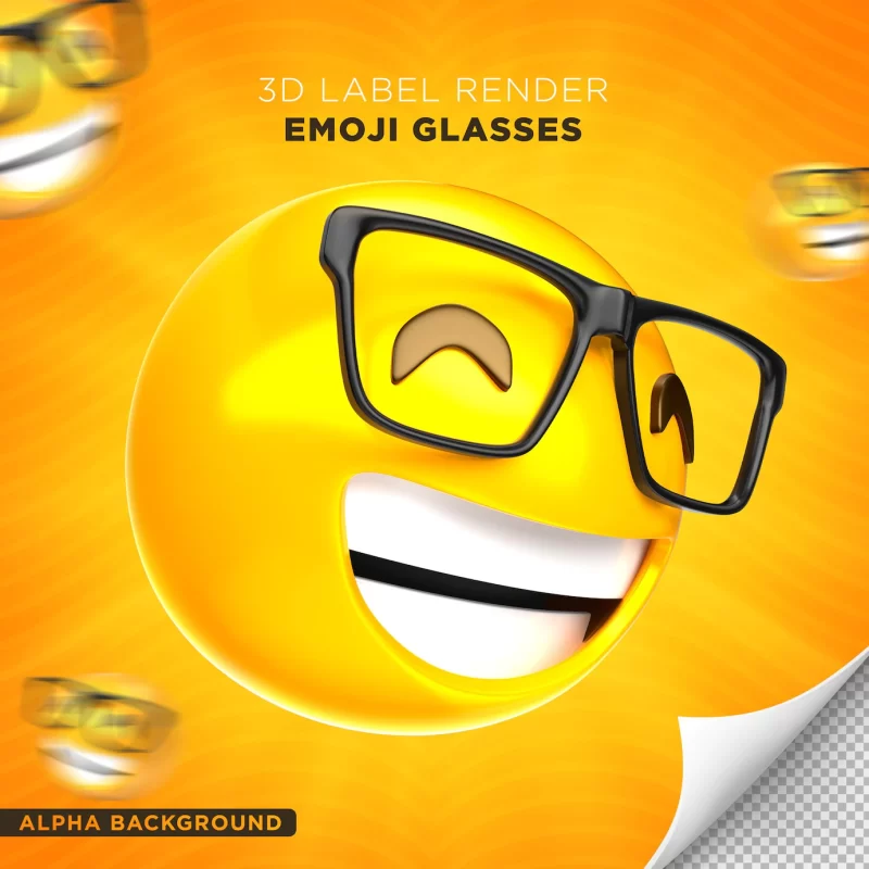 Emoji glasses label 3d render design Free Psd