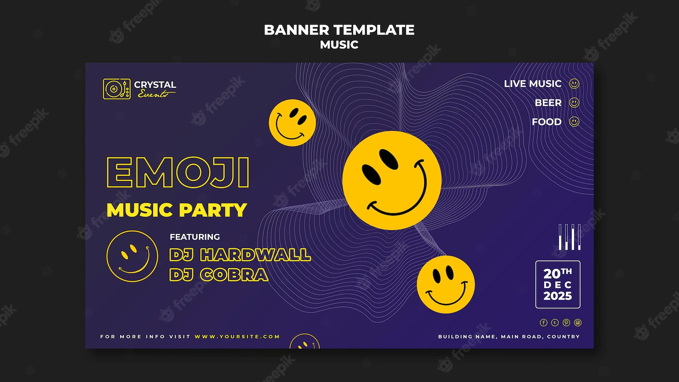 Emoji Music Party Banner Template Design 23 2148946902