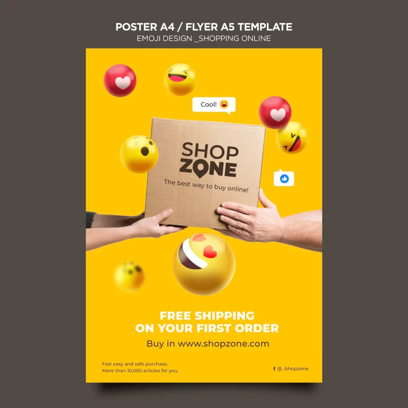 Emoji poster template Free Psd