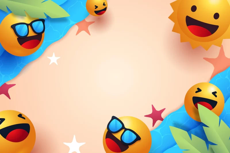 Emoji summer background Free Vector