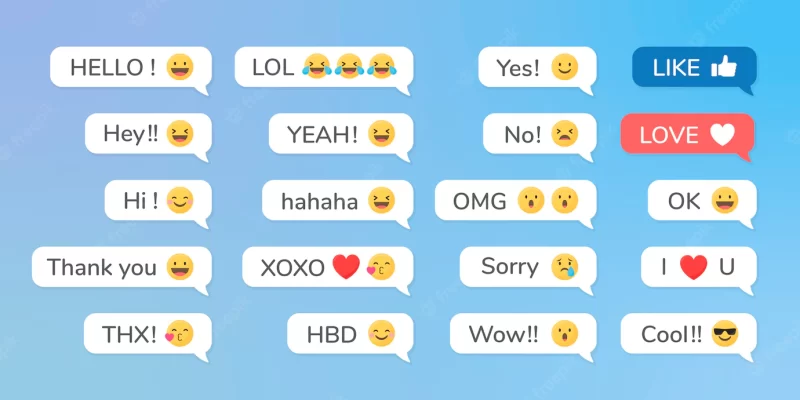 Emojis in messages Free Vector