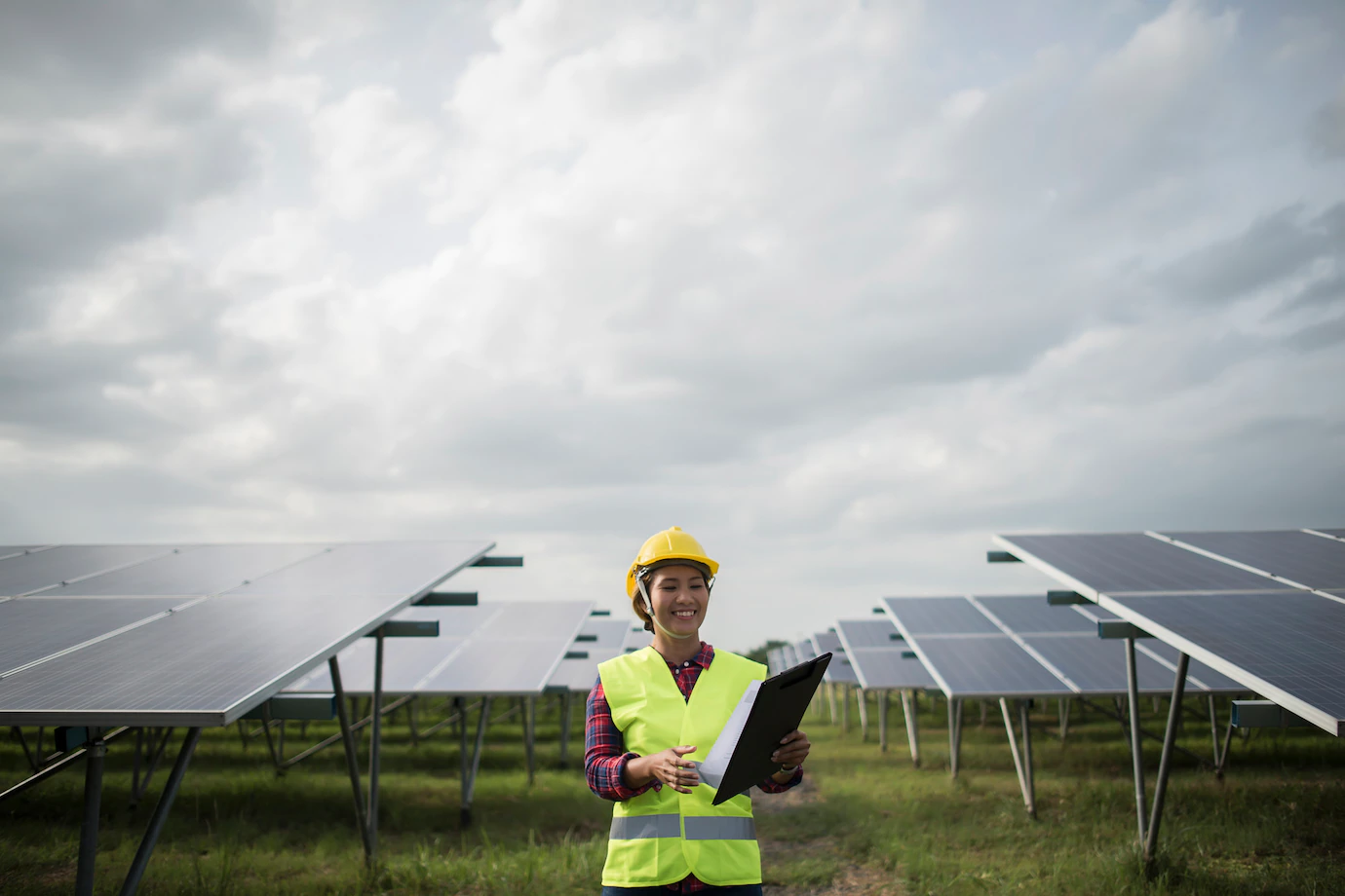 Engineer Electric Woman Checking Maintenance Solar Cells 1150 4267