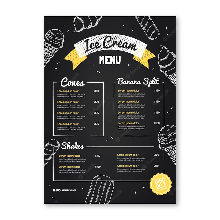 Engraving Hand Drawn Ice Cream Blackboard Menu Template 23 2148992748