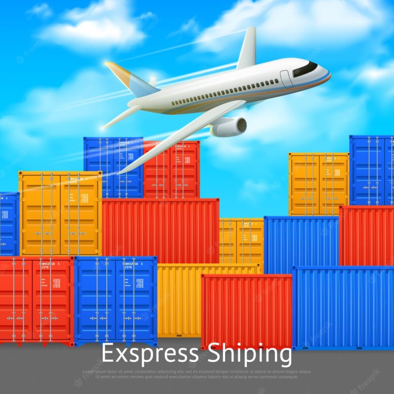 Express shipping poster with different colors Free Vector