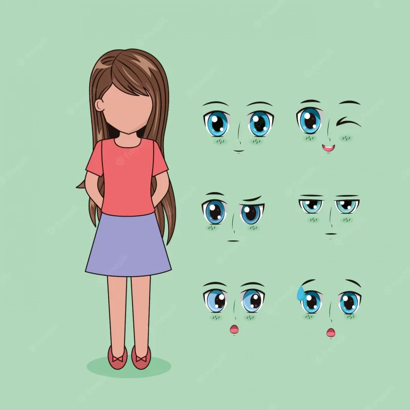 Face anime people Free Vector