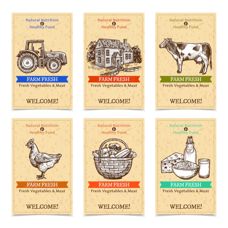 Farm tags banners Free Vector