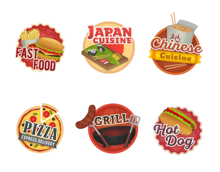 Fast food logos Free Vector