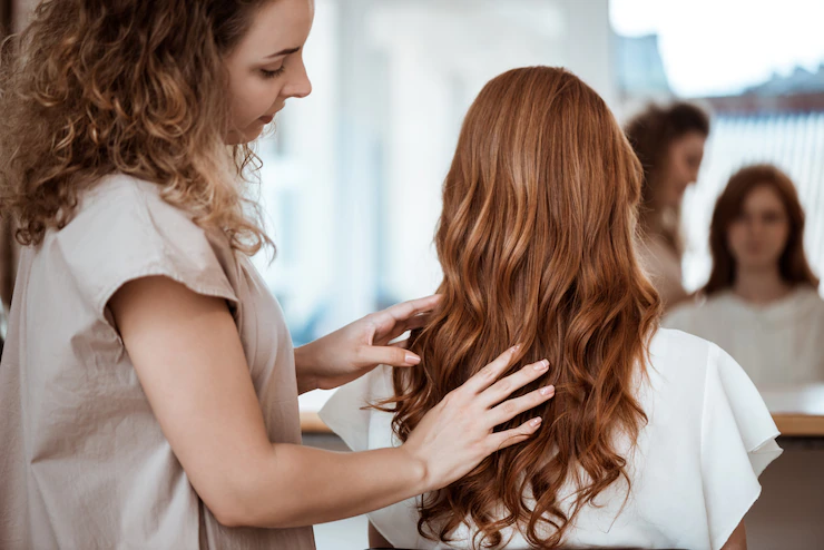 Female Hairdresser Making Hairstyle Redhead Woman Beauty Salon 176420 4476