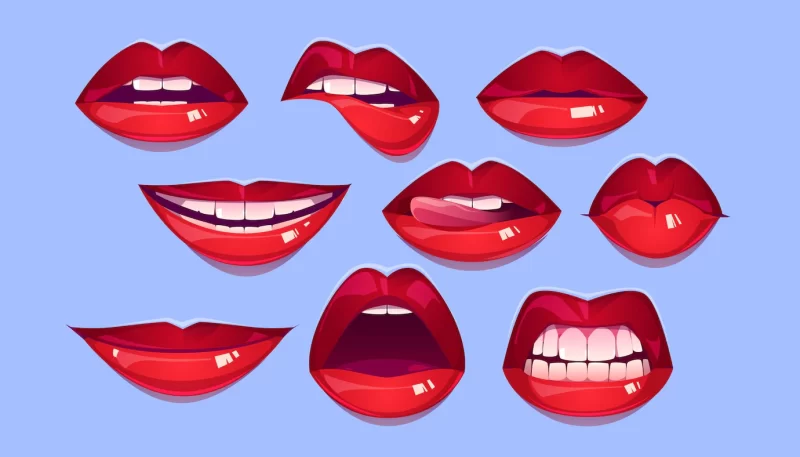 Female red lips set Free Vector