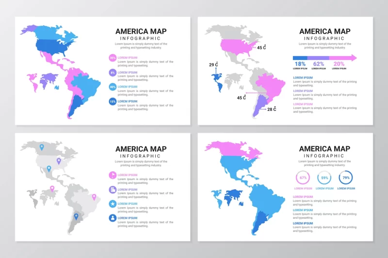 Flat america map infographic Free Vector