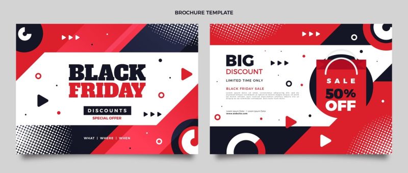 Flat black friday brochure template Free Vector