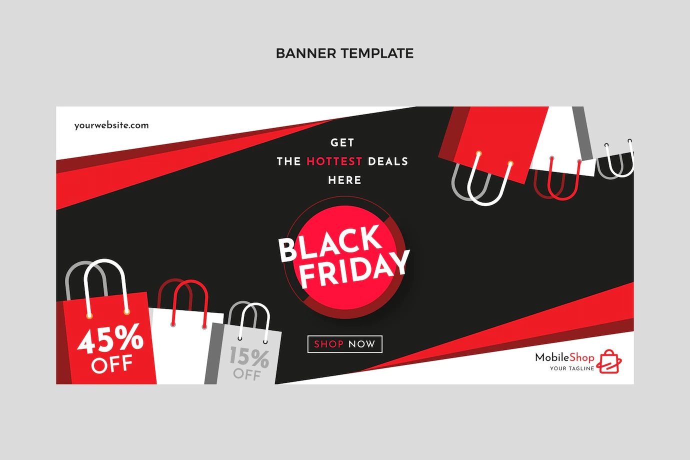 Flat Black Friday Horizontal Sale Banner 23 2149092605