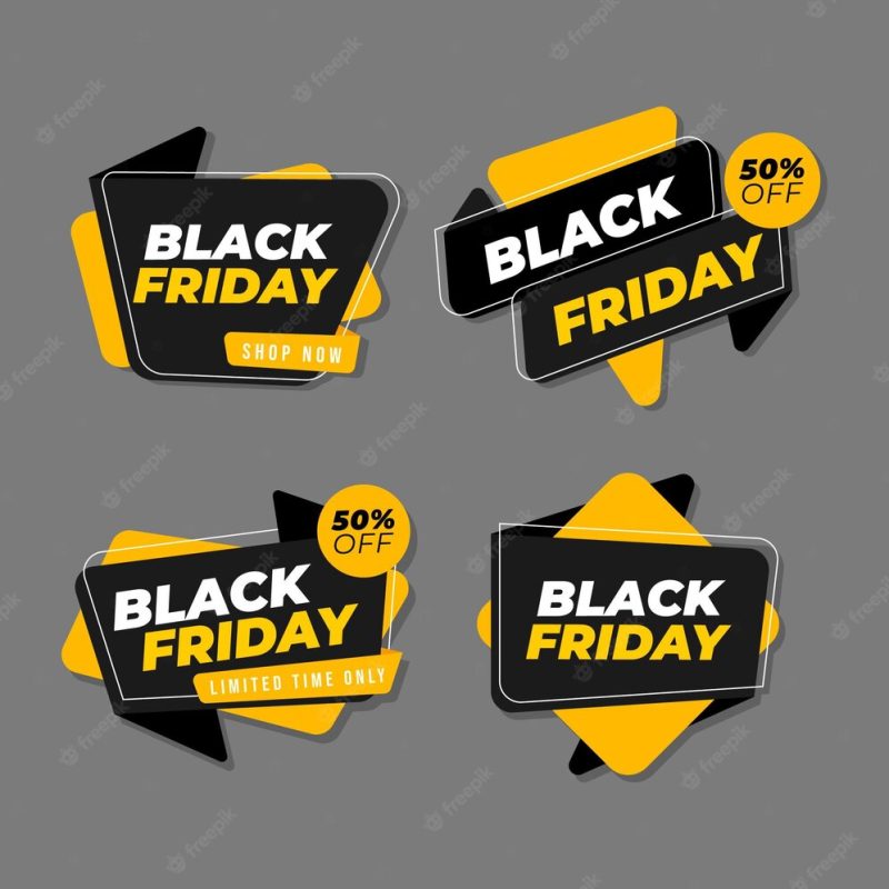 Flat black Friday labels collection Free Vector