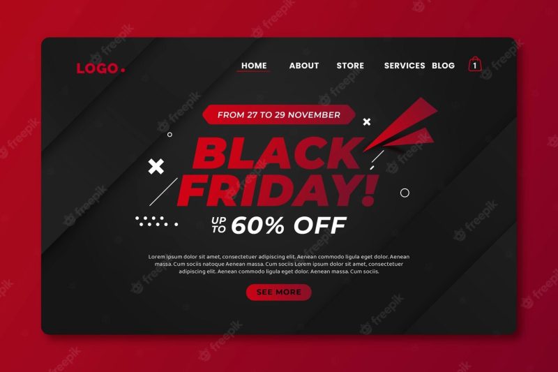 Flat black Friday landing page template Free Vector