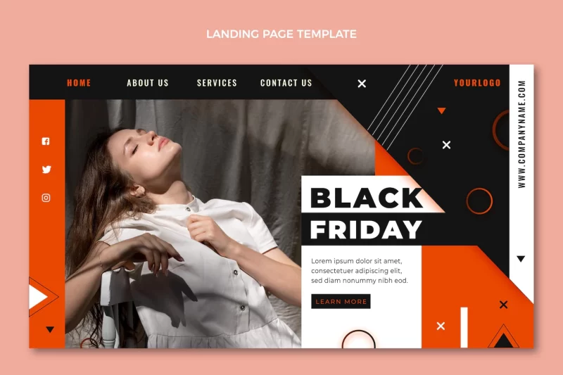 Flat black friday landing page template Free Vector