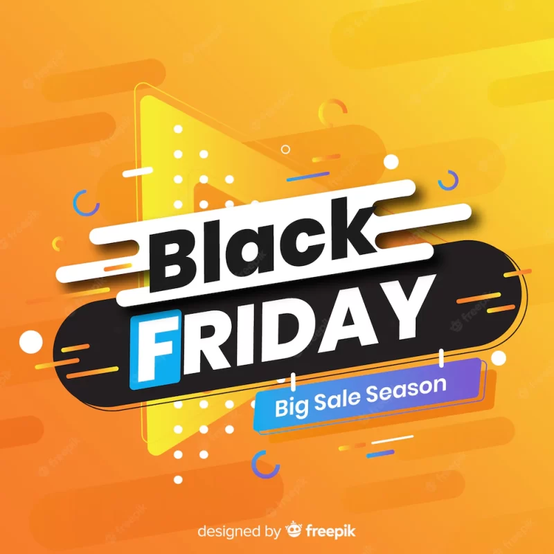 Flat black friday and memphis design Free Vector