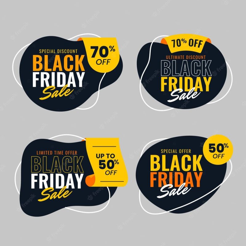 Flat black friday sale badges collection Free Vector