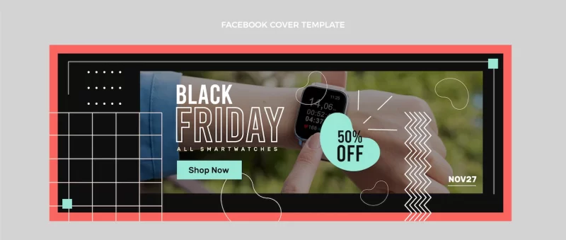 Flat black friday social media cover template Free Vector