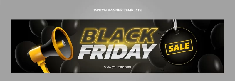 Flat black Friday twitch cover template Free Vector