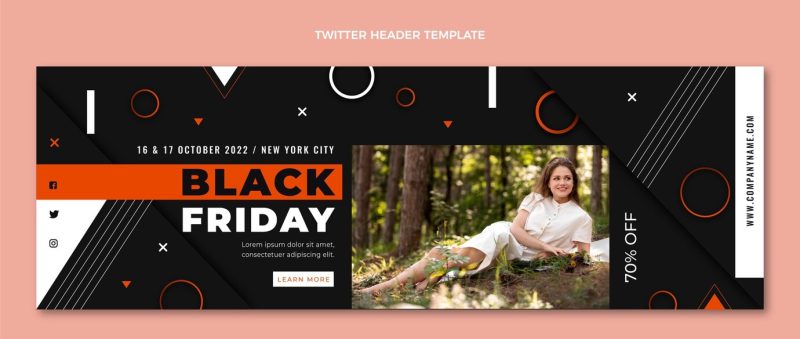 Flat black Friday twitter header Free Vector