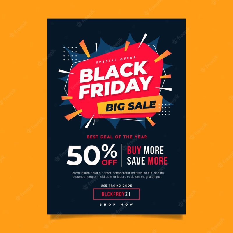 Flat black Friday vertical poster template Free Vector