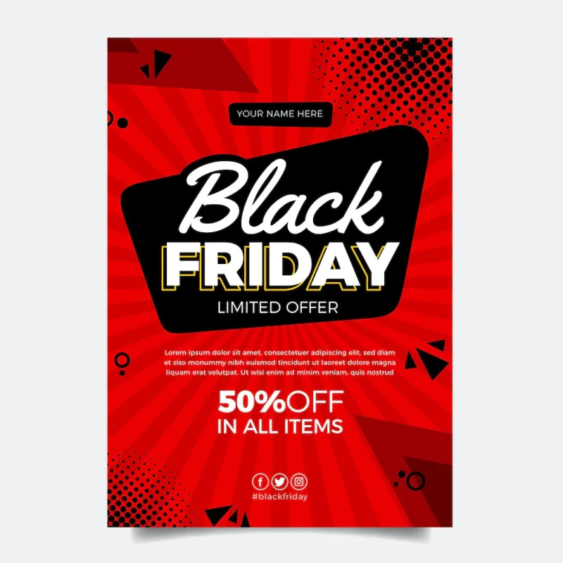 Flat black friday vertical poster template Free Vector