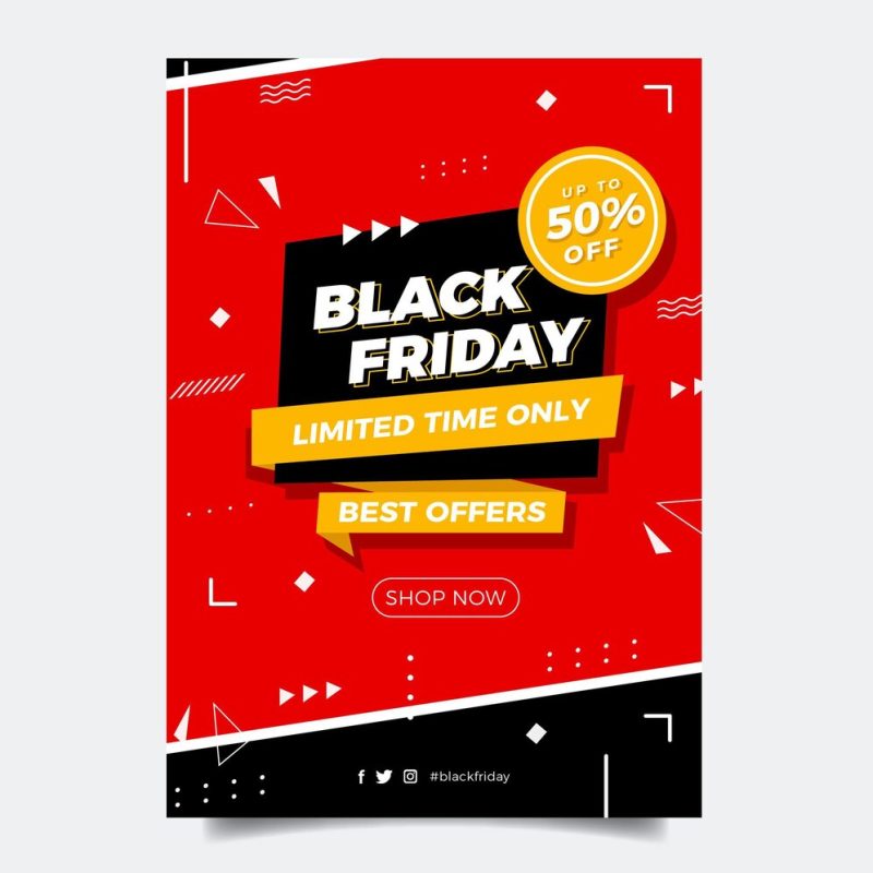 Flat black Friday vertical poster template Free Vector