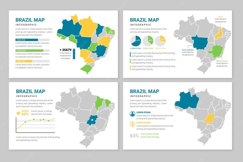 Flat brazil map infographic Free Vector Flat brazil map infographic Free Vector