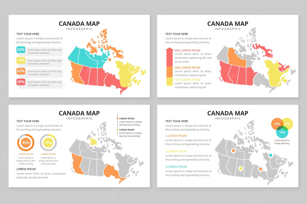 Flat Canada Map Infographic 52683 50302