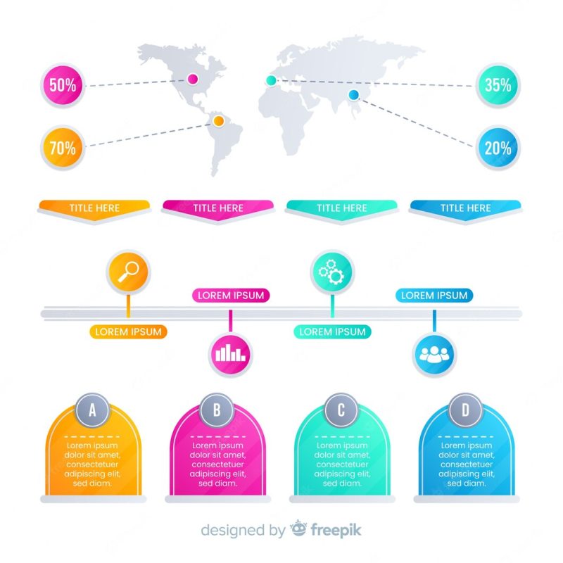 Flat colorful gradient infographics elements Free Vector