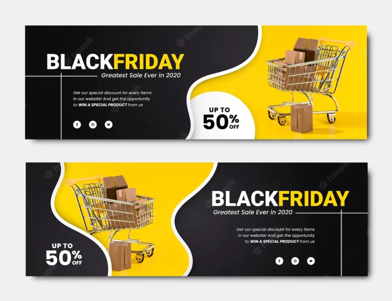 Flat design black Friday banners template Premium Vector