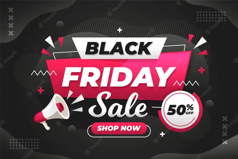 Flat design black Friday sale with megaphone Free Vector