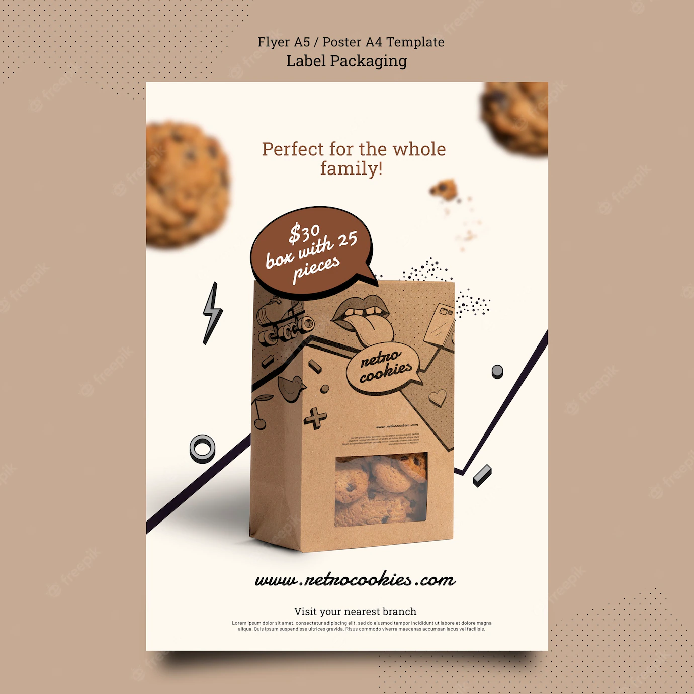Flat Design Cookies Packaging Poster Template 23 2149385575