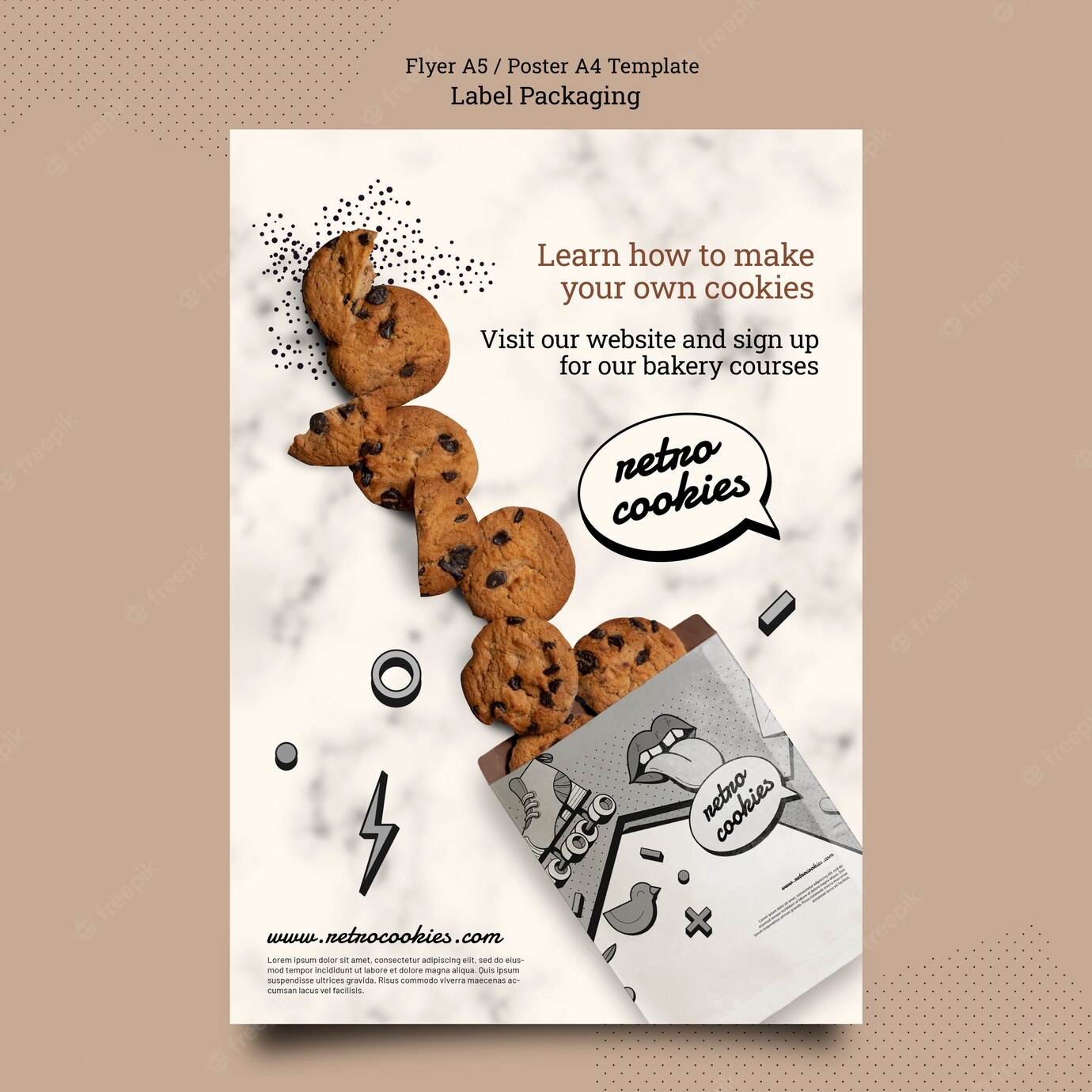 Flat Design Cookies Packaging Poster Template 23 2149385576