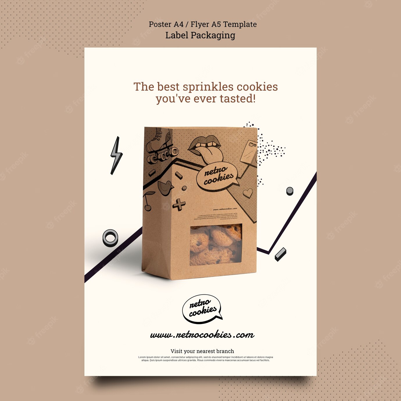 Flat Design Cookies Packaging Poster Template 23 2149385578