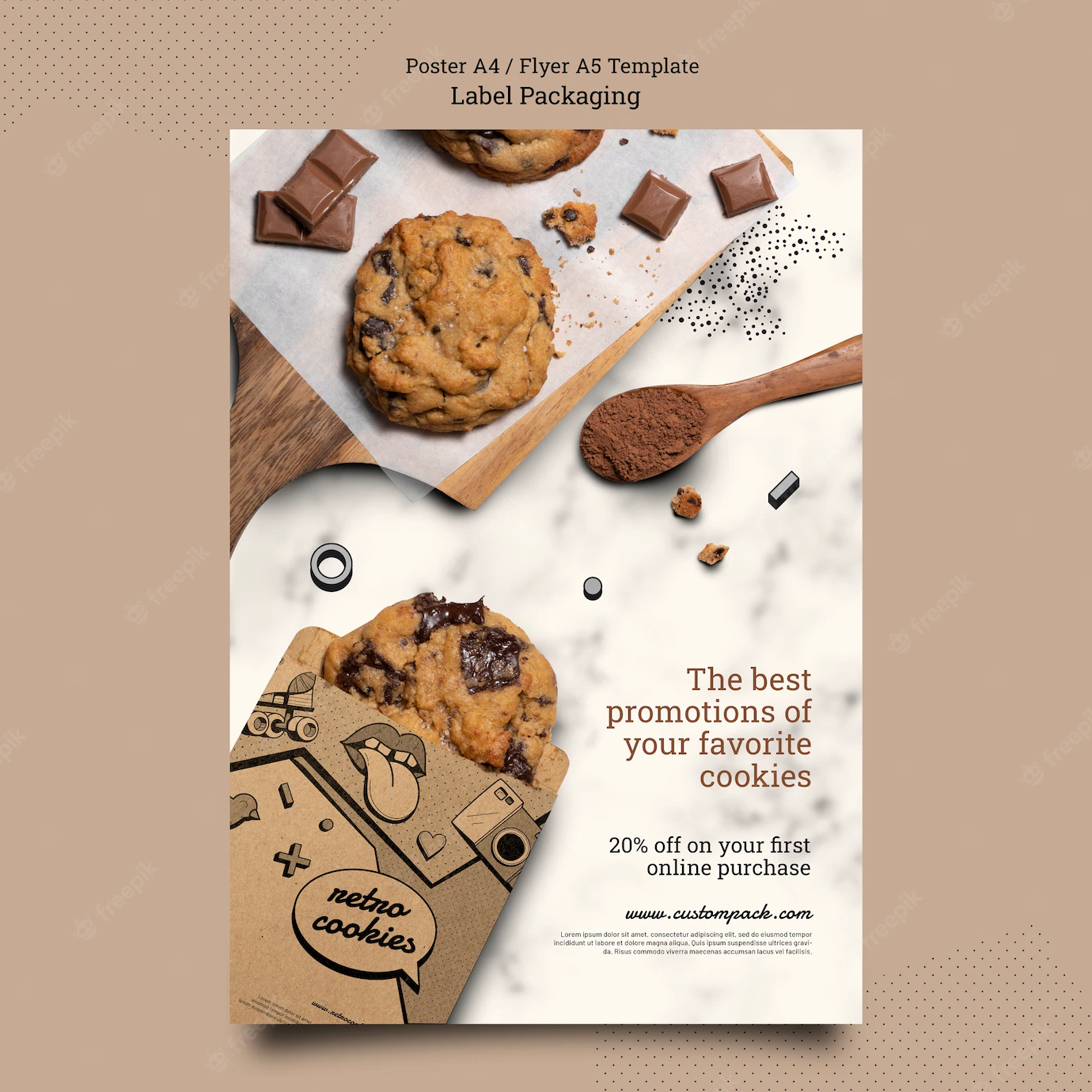 Flat Design Cookies Packaging Poster Template 23 2149385579