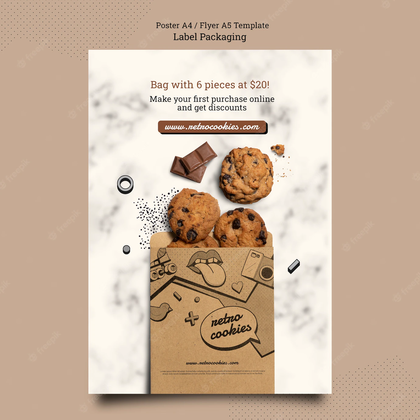 Flat Design Cookies Packaging Poster Template 23 2149385580