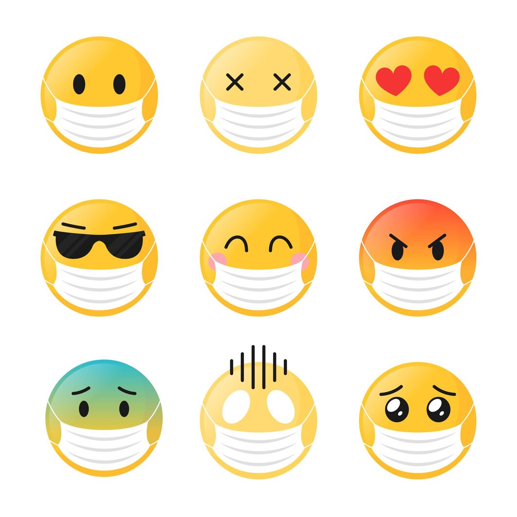 Flat Design Emoji With Face Mask Pack 23 2149036916