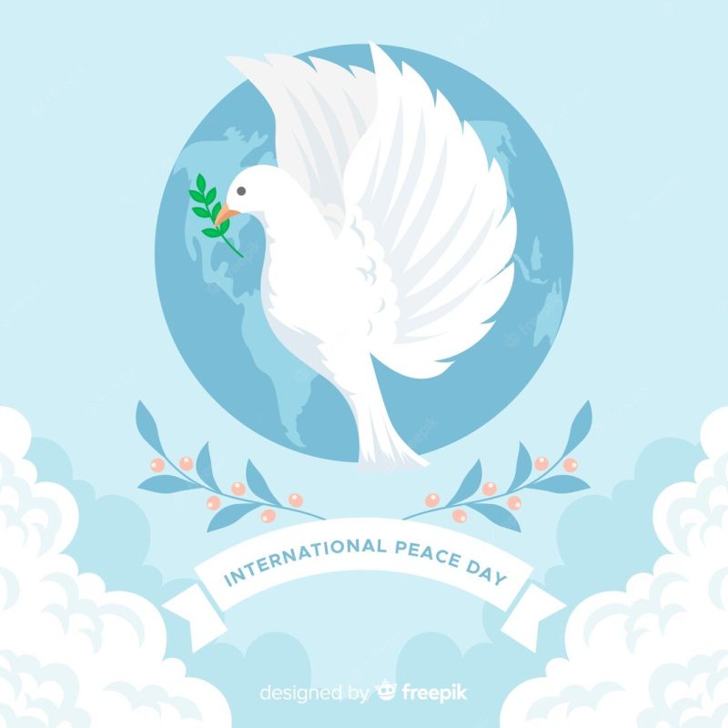 Flat design peace day with dove Free Vector