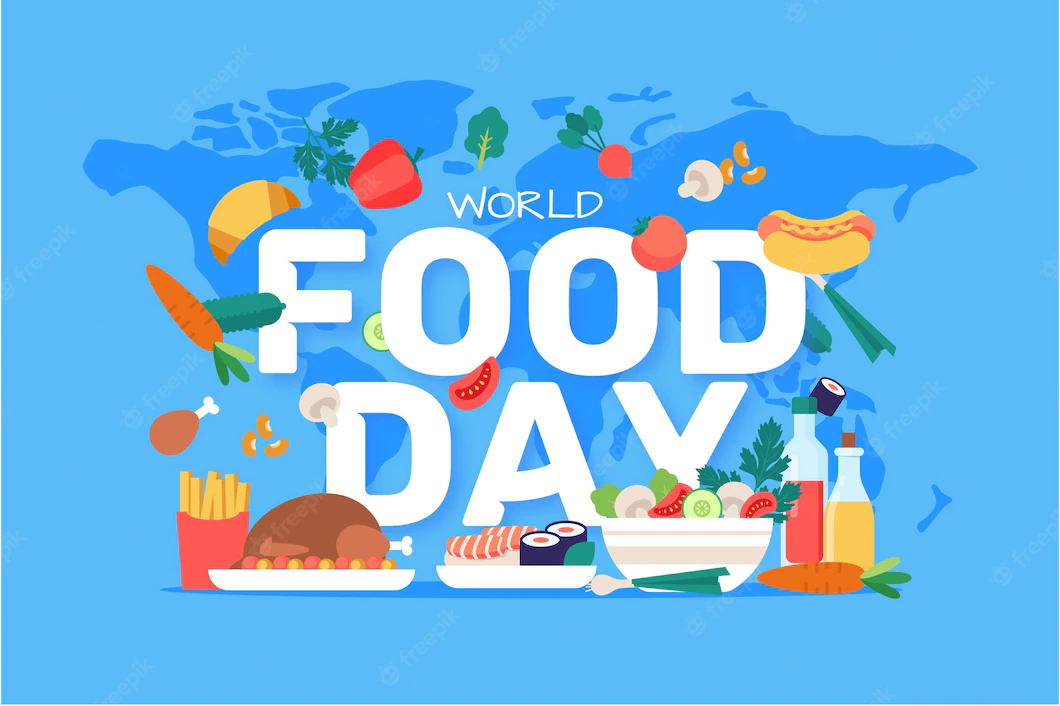 Flat Design World Food Day Background With World Map 23 2148638865
