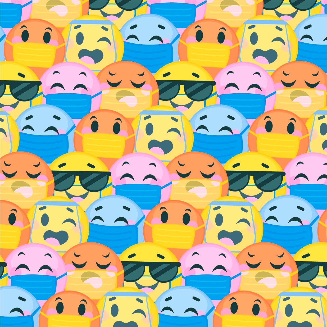 Flat Emoji With Face Mask Pattern 23 2149035546