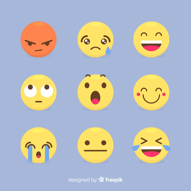 Flat emoticon reaction collection Free Vector