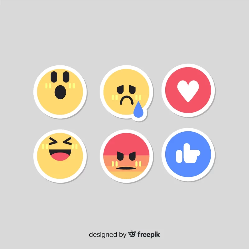 Flat emoticon reaction collectio Free Vector