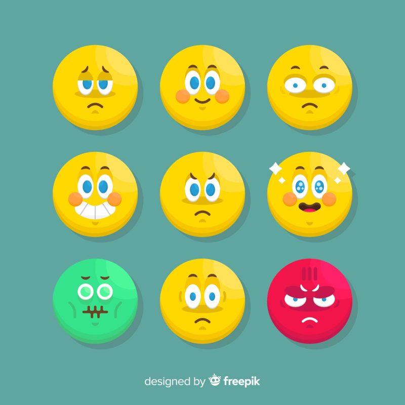 Flat emoticon reaction collection Free Vector