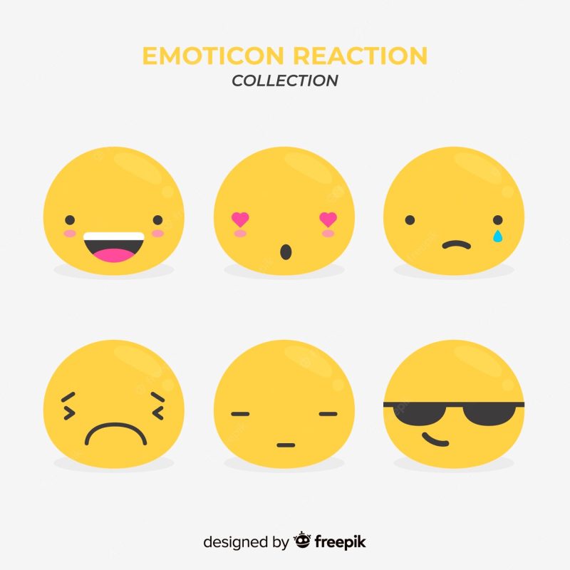 Flat emoticon reaction collection Free Vector