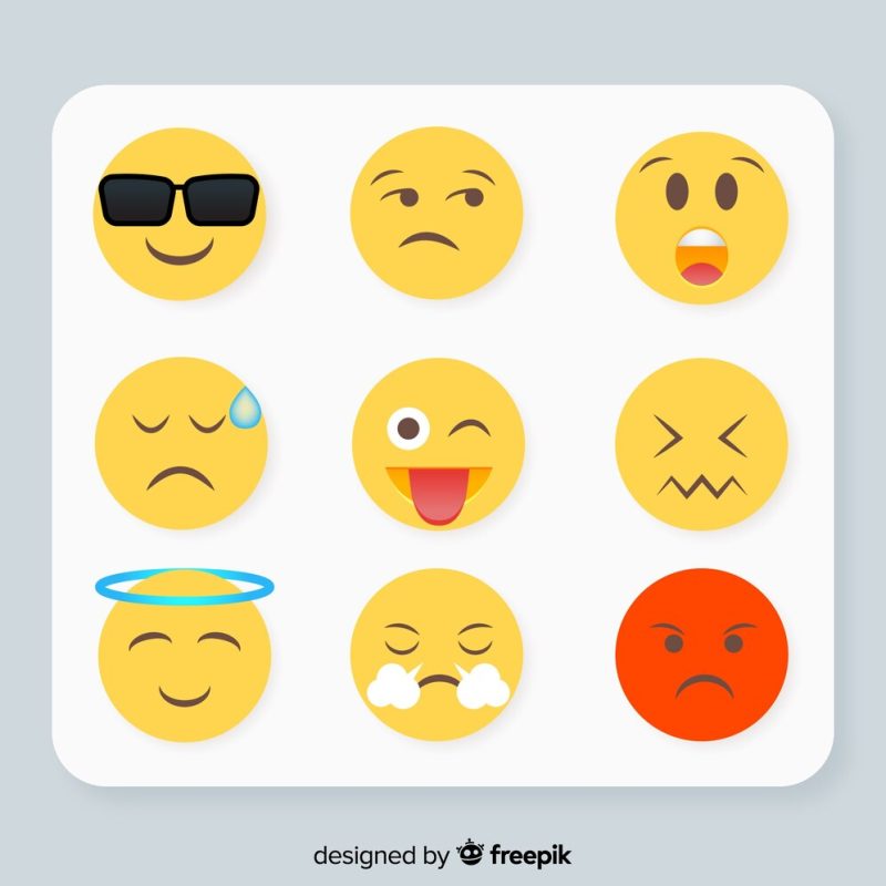 Flat emoticon reaction collection Free Vector