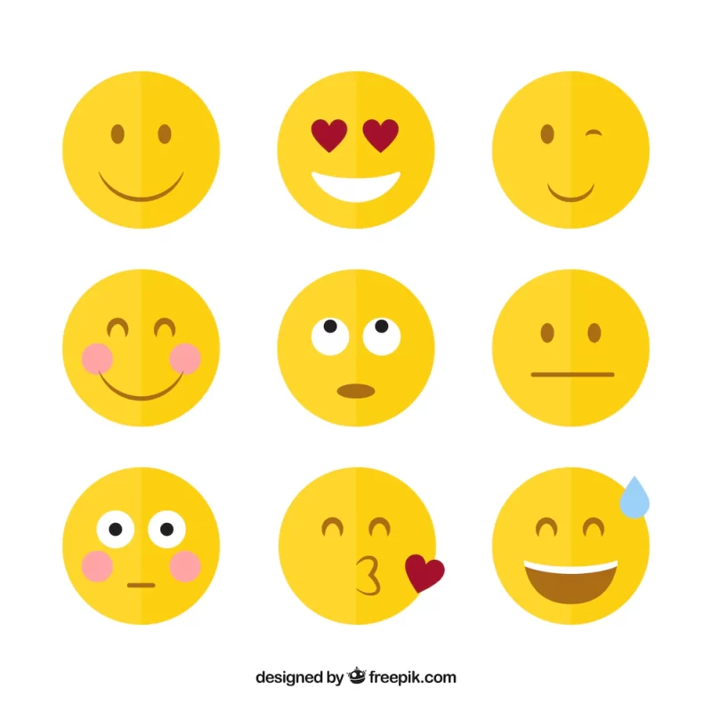 Flat funny emojis Free Vector